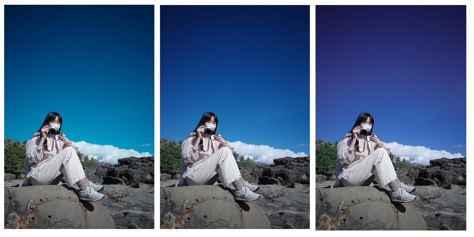 GR 藍色色相調整比較：紺藍色與青藍色對比