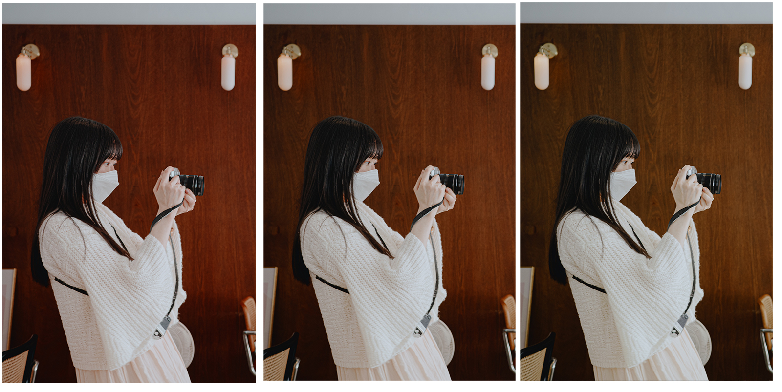 GR 橙色色相調整比較：紅樺色、偏黃咖啡色與赤橙色